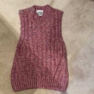 Ganni Women's pink glitter Knit Sweater Vest with embellishments size XS